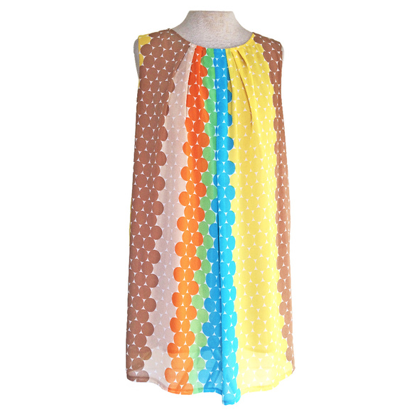 Lavena Tops - Lavena Sleeveless Retro Polka Dot Long Blouse XL
